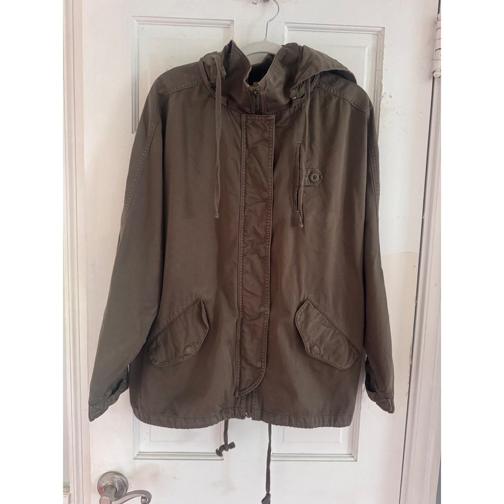 Vince Women Olive Green 100% Cotton Hooded Utility Field Jacket Size M